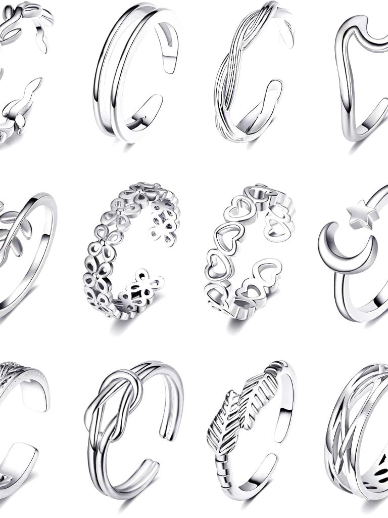12pcs 18k Gold Plated Adjustable Toe Rings For Women Summer Beach Open Toe Rings